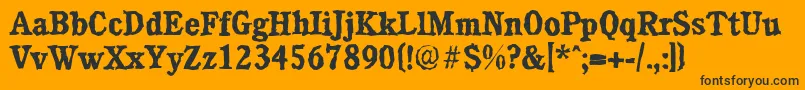 Weitere Informationen zur CalgaryrandomBold-Schriftart CalgaryrandomBold-Schriftart – Schwarze Schriften auf orangefarbenem Hintergrund