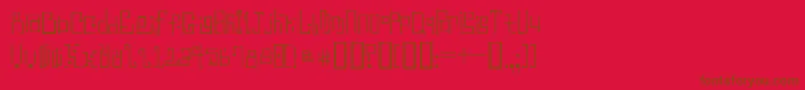 AntimonyBlue-Schriftart – Braune Schriften auf rotem Hintergrund