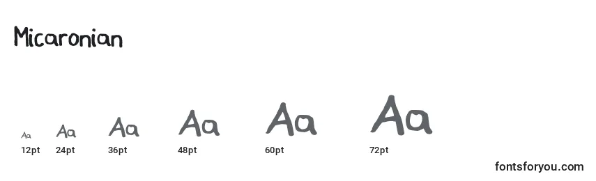Размеры шрифта Micaronian
