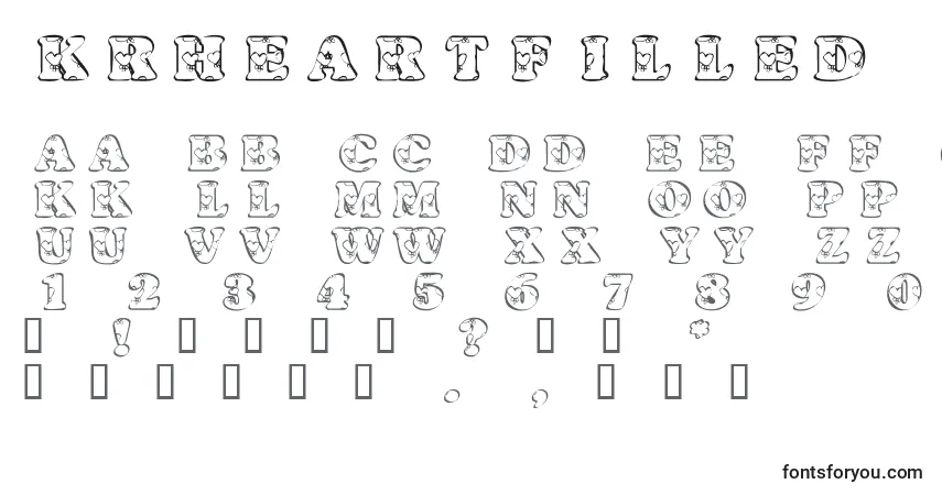 Schriftart KrHeartfilled – Alphabet, Zahlen, spezielle Symbole
