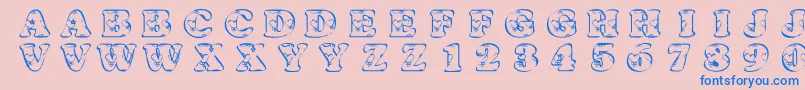 KrHeartfilled Font – Blue Fonts on Pink Background