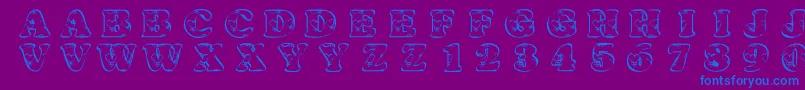 KrHeartfilled-Schriftart – Blaue Schriften auf violettem Hintergrund