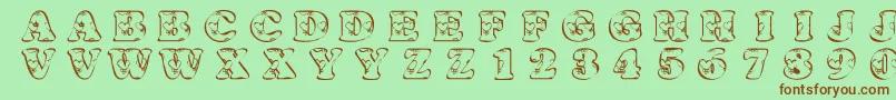 KrHeartfilled Font – Brown Fonts on Green Background