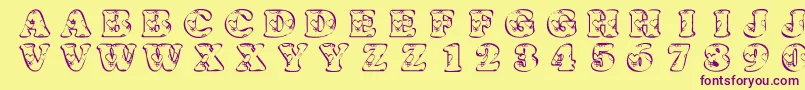 KrHeartfilled Font – Purple Fonts on Yellow Background