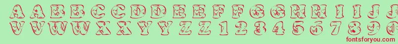 KrHeartfilled Font – Red Fonts on Green Background