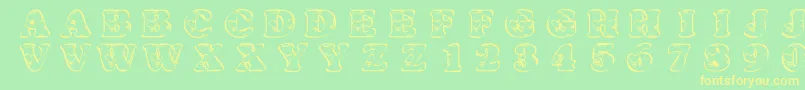 KrHeartfilled Font – Yellow Fonts on Green Background