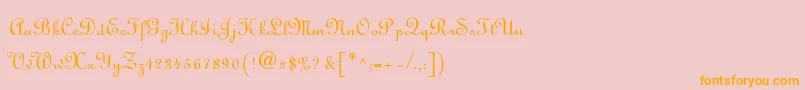 フォントFinlandia – オレンジの文字がピンクの背景にあります。