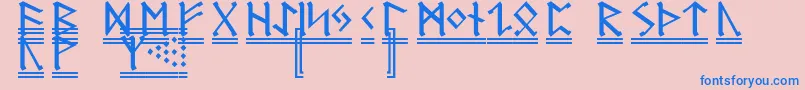 フォントGermanicRunes2 – ピンクの背景に青い文字