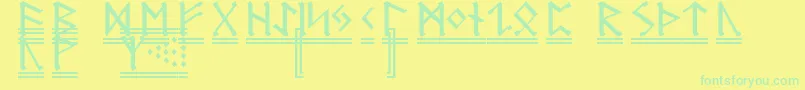 GermanicRunes2 Font – Green Fonts on Yellow Background