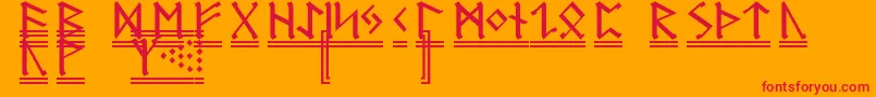 GermanicRunes2-Schriftart – Rote Schriften auf orangefarbenem Hintergrund