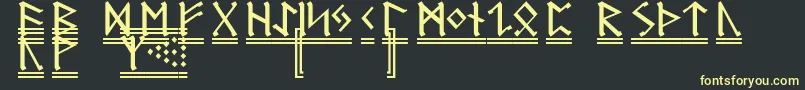 フォントGermanicRunes2 – 黒い背景に黄色の文字