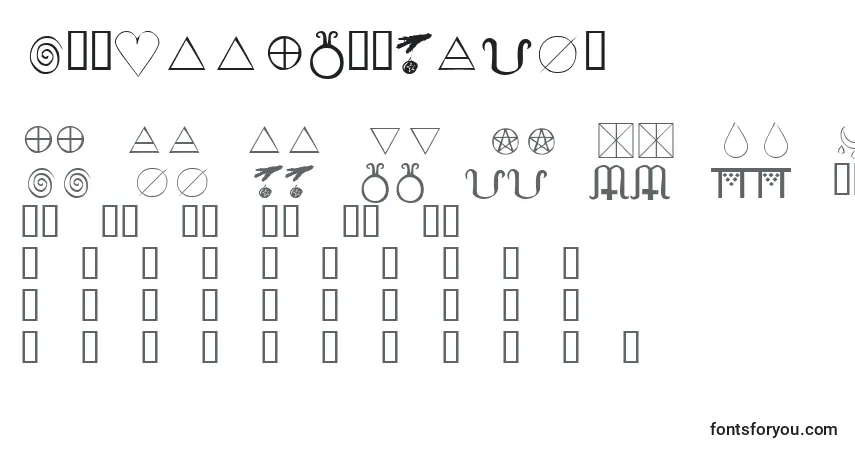 Шрифт KrWiccanSymbols – алфавит, цифры, специальные символы