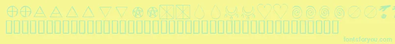 Подробнее о шрифте KrWiccanSymbols Шрифт KrWiccanSymbols – зелёные шрифты на жёлтом фоне