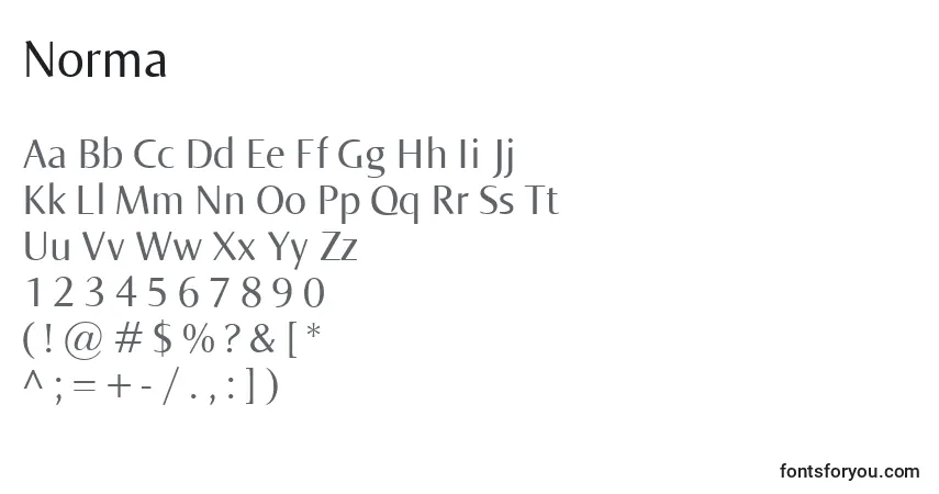 Fuente Norma - alfabeto, números, caracteres especiales