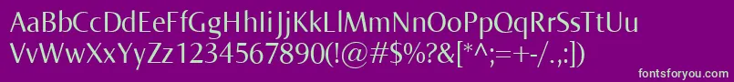 Norma-fontti – vihreät fontit violetilla taustalla