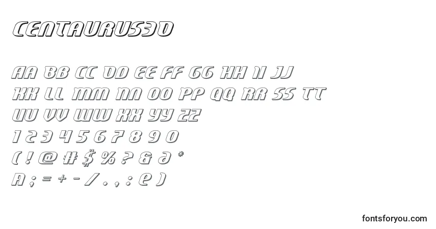 Czcionka Centaurus3D – alfabet, cyfry, specjalne znaki