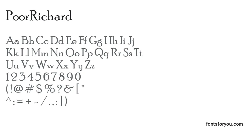 Schriftart PoorRichard – Alphabet, Zahlen, spezielle Symbole