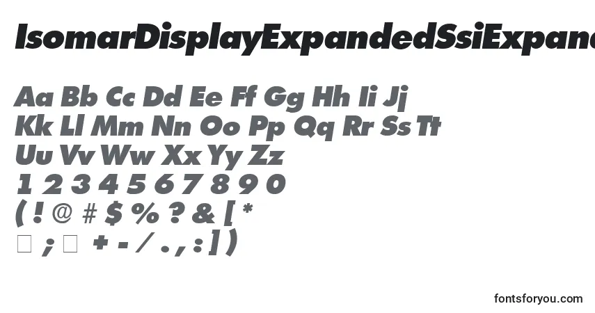 A fonte IsomarDisplayExpandedSsiExpandedItalic – alfabeto, números, caracteres especiais