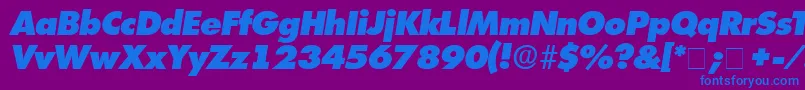 Czcionka IsomarDisplayExpandedSsiExpandedItalic – niebieskie czcionki na fioletowym tle