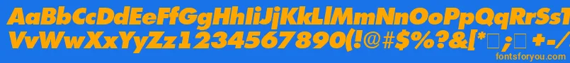 Czcionka IsomarDisplayExpandedSsiExpandedItalic – pomarańczowe czcionki na niebieskim tle