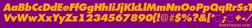 IsomarDisplayExpandedSsiExpandedItalic-fontti – oranssit fontit violetilla taustalla