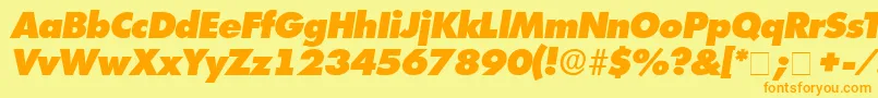 IsomarDisplayExpandedSsiExpandedItalic Font – Orange Fonts on Yellow Background