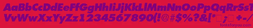 Czcionka IsomarDisplayExpandedSsiExpandedItalic – fioletowe czcionki na czerwonym tle