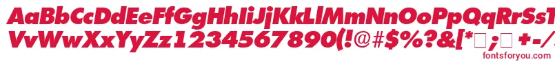 フォントIsomarDisplayExpandedSsiExpandedItalic – 白い背景に赤い文字