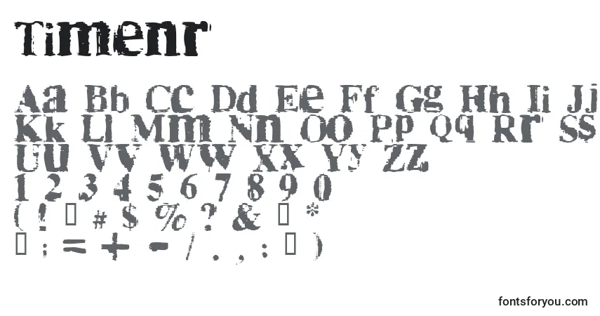 Czcionka Timenr – alfabet, cyfry, specjalne znaki