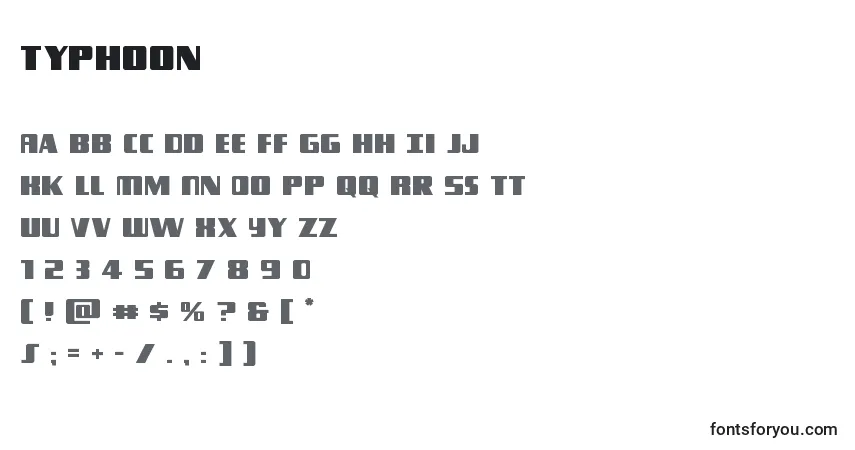 Fuente Typhoon - alfabeto, números, caracteres especiales