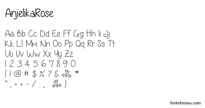 AnjelikaRose-fontti – aakkoset, numerot, erikoismerkit