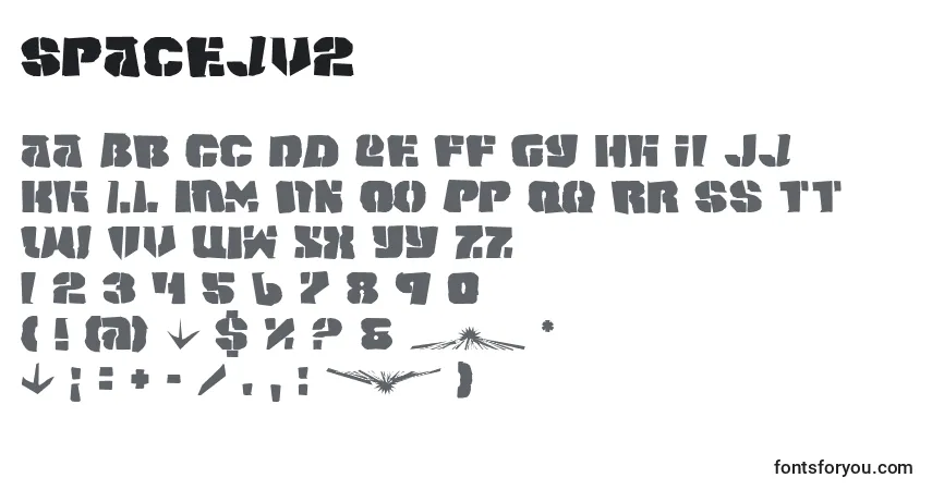 A fonte Spacejv2 – alfabeto, números, caracteres especiais