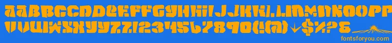 フォントSpacejv2 – オレンジ色の文字が青い背景にあります。