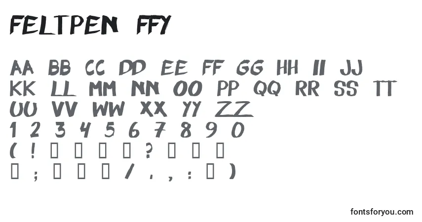 Fuente Feltpen ffy - alfabeto, números, caracteres especiales