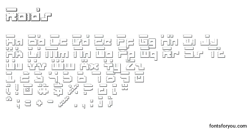 Schriftart Roids – Alphabet, Zahlen, spezielle Symbole
