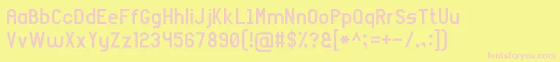 ArialNarrow7-fontti – vaaleanpunaiset fontit keltaisella taustalla