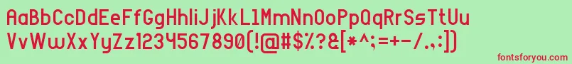 ArialNarrow7-fontti – punaiset fontit vihreällä taustalla