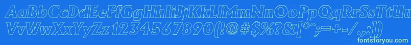 AdelonoutlineXboldItalic Font – Green Fonts on Blue Background