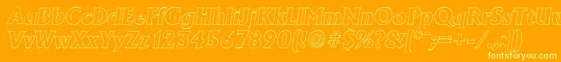 AdelonoutlineXboldItalic-Schriftart – Gelbe Schriften auf orangefarbenem Hintergrund