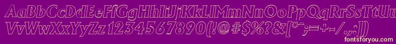 AdelonoutlineXboldItalic Font – Yellow Fonts on Purple Background