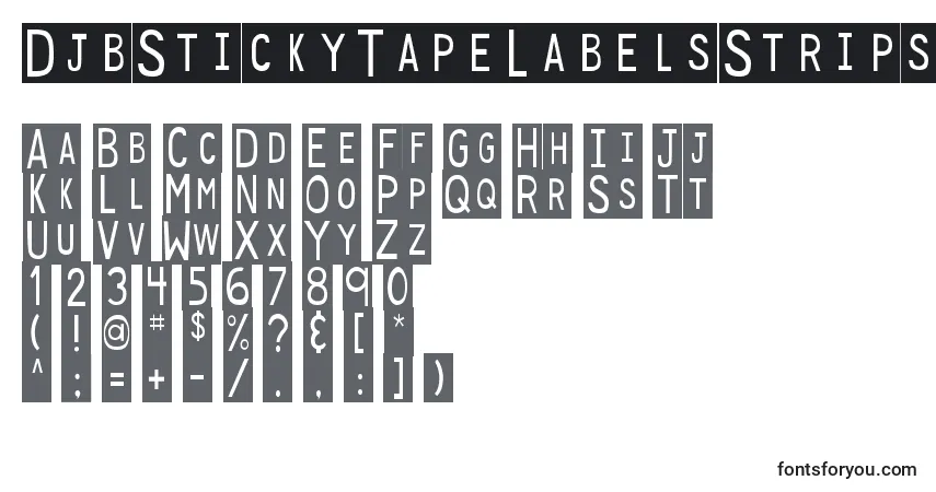 A fonte DjbStickyTapeLabelsStrips – alfabeto, números, caracteres especiais