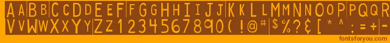 DjbStickyTapeLabelsStrips Font – Brown Fonts on Orange Background