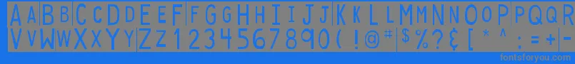 DjbStickyTapeLabelsStrips-Schriftart – Graue Schriften auf blauem Hintergrund