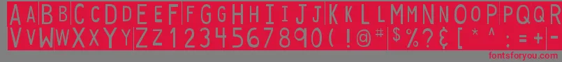 DjbStickyTapeLabelsStrips Font – Red Fonts on Gray Background