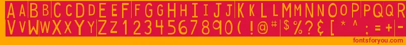 DjbStickyTapeLabelsStrips Font – Red Fonts on Orange Background