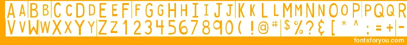DjbStickyTapeLabelsStrips-Schriftart – Weiße Schriften auf orangefarbenem Hintergrund