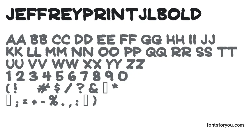 JeffreyprintJlBold-fontti – aakkoset, numerot, erikoismerkit