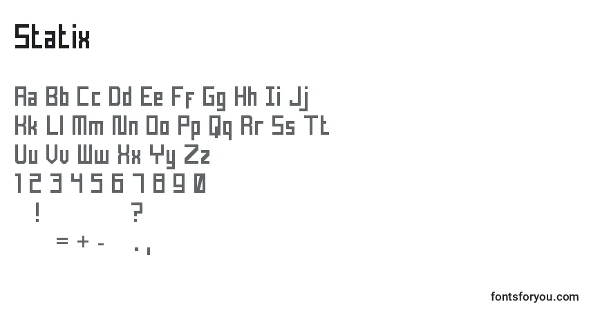 Czcionka Statix – alfabet, cyfry, specjalne znaki