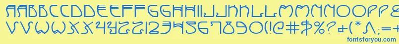 フォントCoydecoe – 青い文字が黄色の背景にあります。