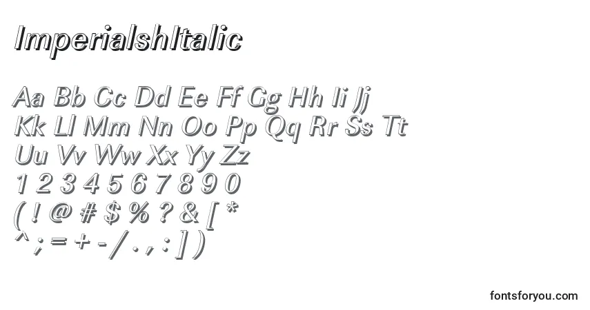 A fonte ImperialshItalic – alfabeto, números, caracteres especiais
